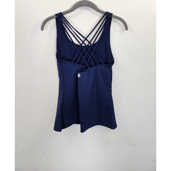 Threads 4 Thought ReActive Tank S Navy Blue Strappy Back Shelf Bra Sustainable - Picture 2 of 8